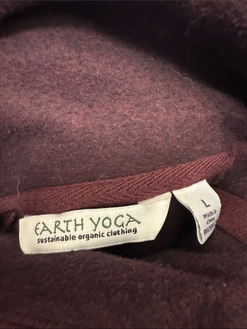 NWOT Organic Sustainable Half Zip Long Sleeved Tunic Dress Burgundy Earth Yoga - Picture 6 of 7